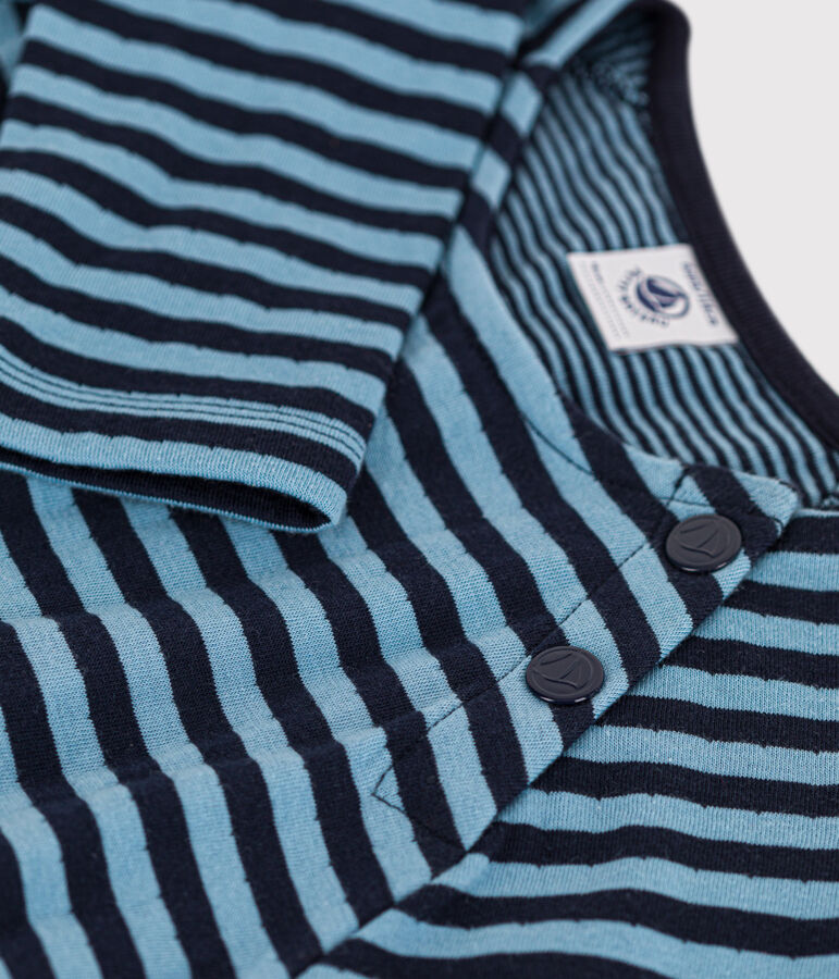 Girls' long-sleeved stripy tube knit dress blue/blue