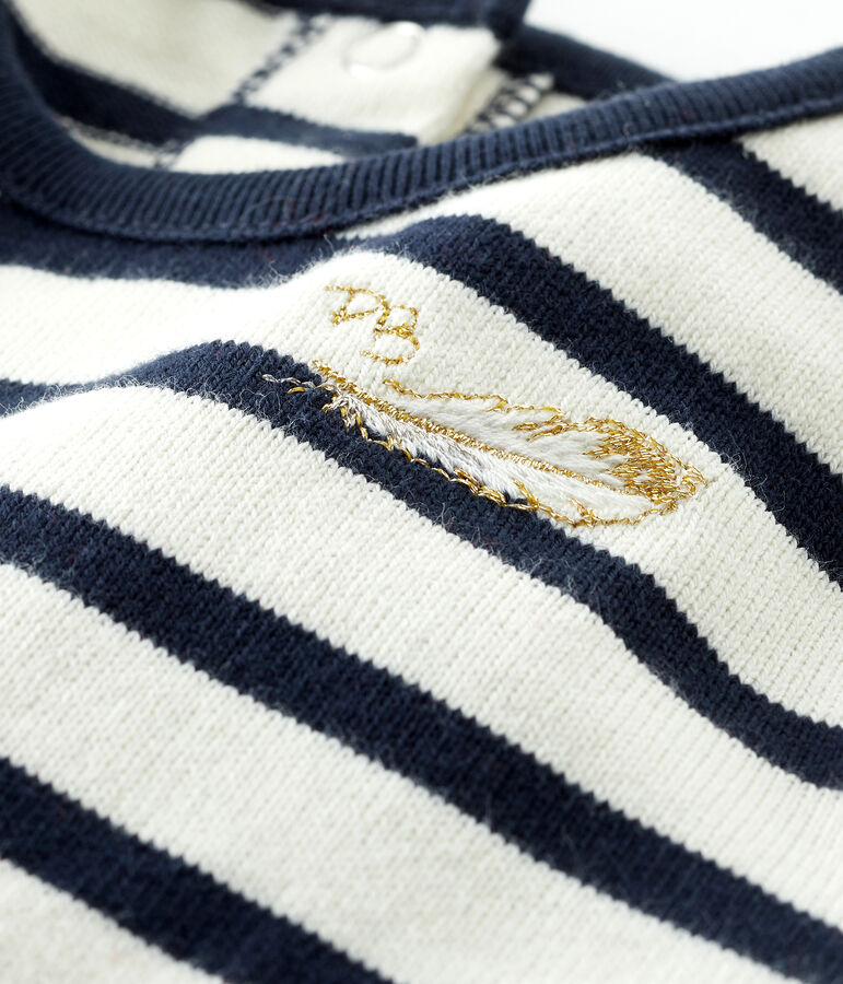 Baby Girls' Long-Sleeved Dual Material Dress white/blue