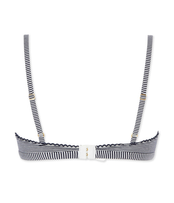 Women's second skin effect milleraies-striped bra ABYSSE blue/LAIT white
