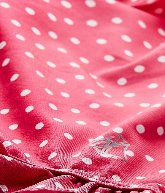 Baby girl's polka dot swimsuit PETUNIA pink/MARSHMALLO white