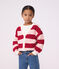 Children's stripy wool and cotton cardigan pink/pink