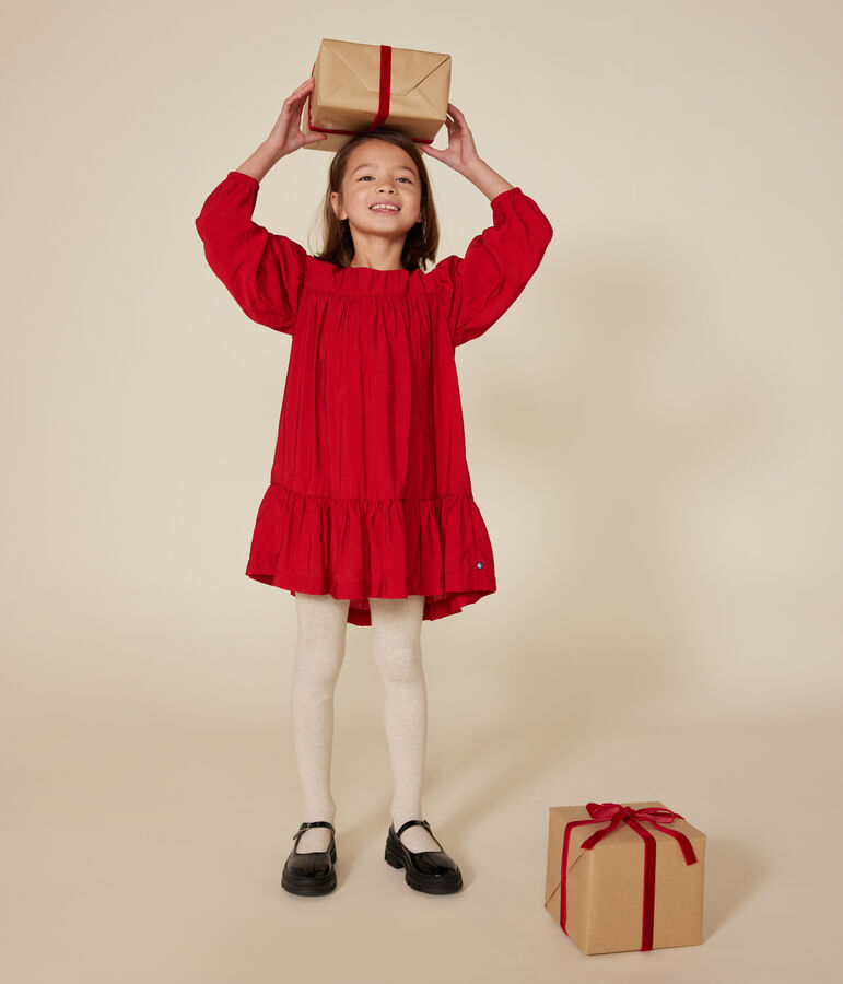 Little girls' long-sleeved dress red