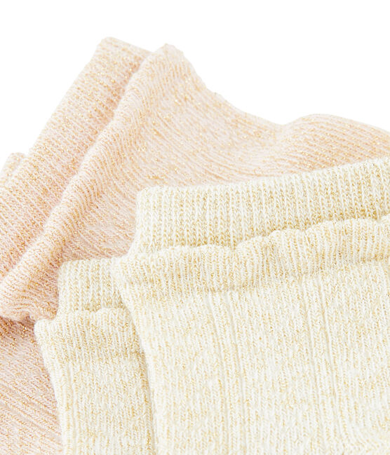 Set of 2 pairs of socks for girls MARSHMALLOW white/MINOIS pink