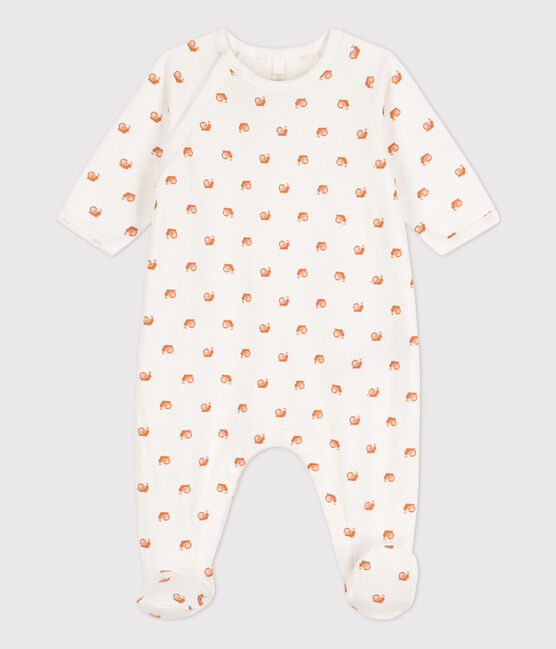 Babies' Fleece Patterned Sleepsuit MARSHMALLOW white/ECUREUIL
