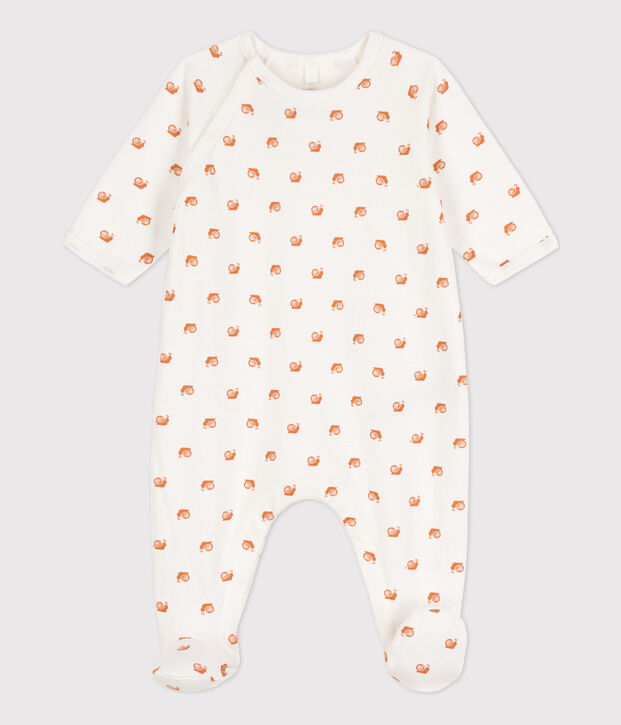 Babies' Fleece Patterned Sleepsuit white/brown