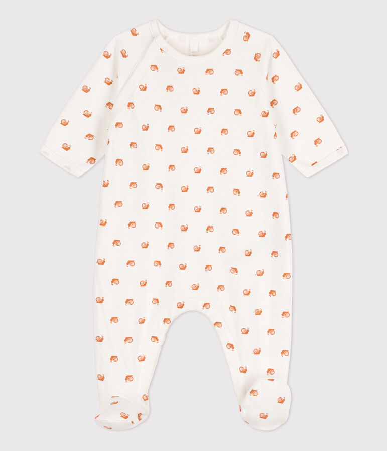Babies' Fleece Patterned Sleepsuit white/brown