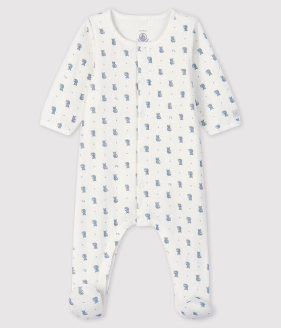 Baby Boys' Koala Print Velour Bodyjama MARSHMALLOW white/MULTICO white