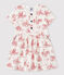 Baby girls' short-sleeved fleece dress MARSHMALLOW white/TERKUIT red