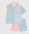 Women's striped cotton button-front pyjama shorts white/multicolor