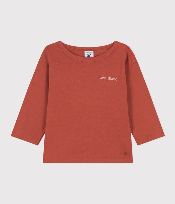 Babies' Long-Sleeved Cotton T-Shirt FAMEUX brown