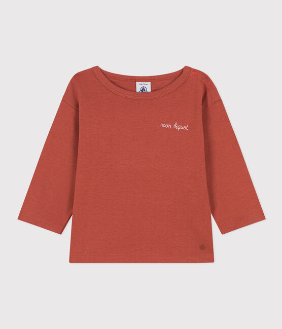 Babies' Long-Sleeved Cotton T-Shirt FAMEUX brown