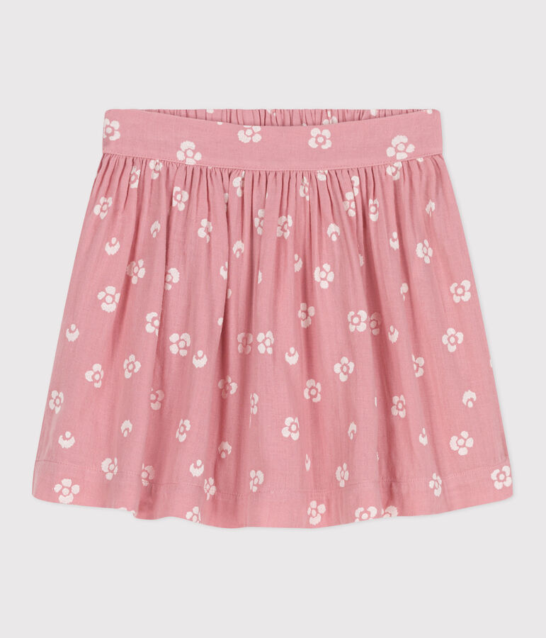 Children's floral cotton skirt pink/white