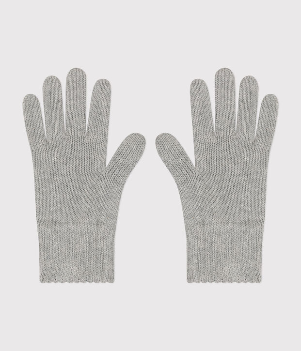 Children's plain knitted gloves grey