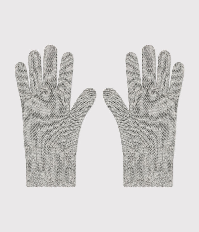 Children's plain knitted gloves grey