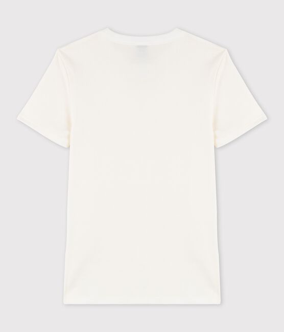 Women's Round Neck Screen-Printed Cotton T-Shirt MARSHMALLOW white