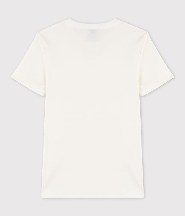 Women's Round Neck Screen-Printed Cotton T-Shirt white