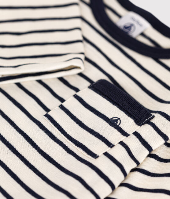 Babies' Long-Sleeved Jersey T-Shirt AVALANCHE white/SMOKING blue