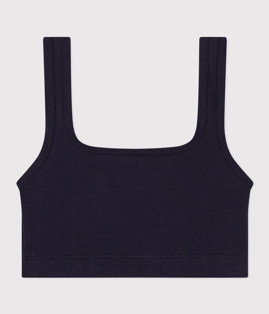 Women's Plain Cotton and Elastane Bra SMOKING blue