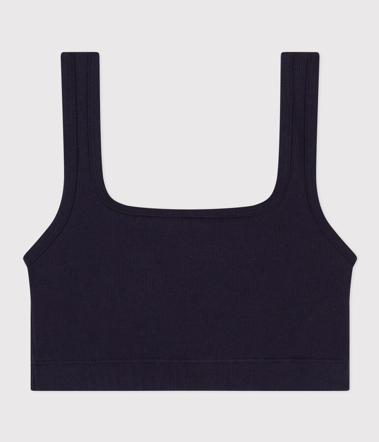 Women's Plain Cotton and Elastane Bra blue