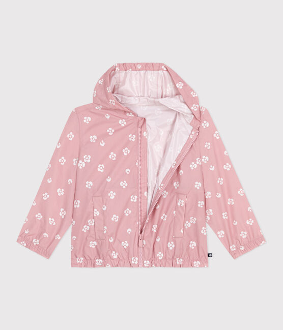 Children's floral windbreaker CHARME pink/MARSHMALLOW white