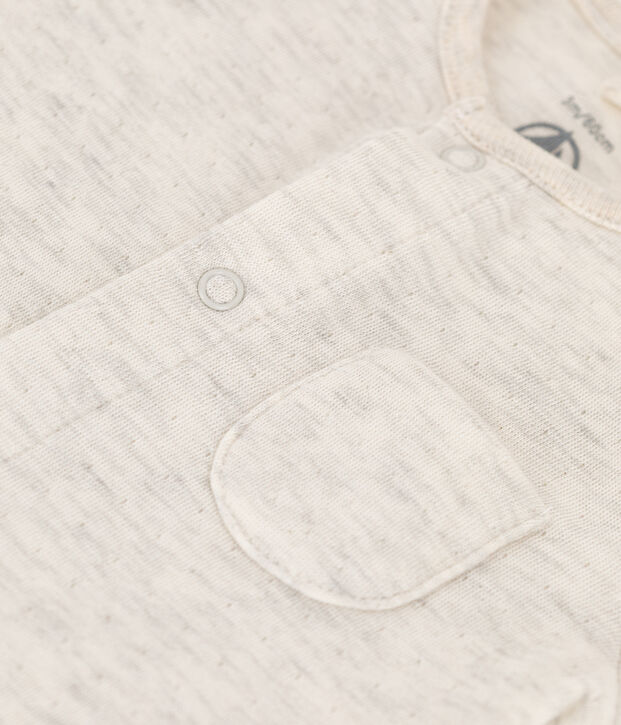 Babies' Plain Organic Tube Knit Long Playsuit MONTELIMAR CHINE