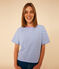 Women's Boxy Stripy Cotton T-Shirt GAULOISE /MARSHMALLOW