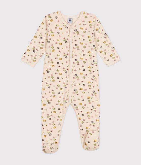 Babies' floral print brushed fleece pyjamas AVALANCHE white/MULTICO