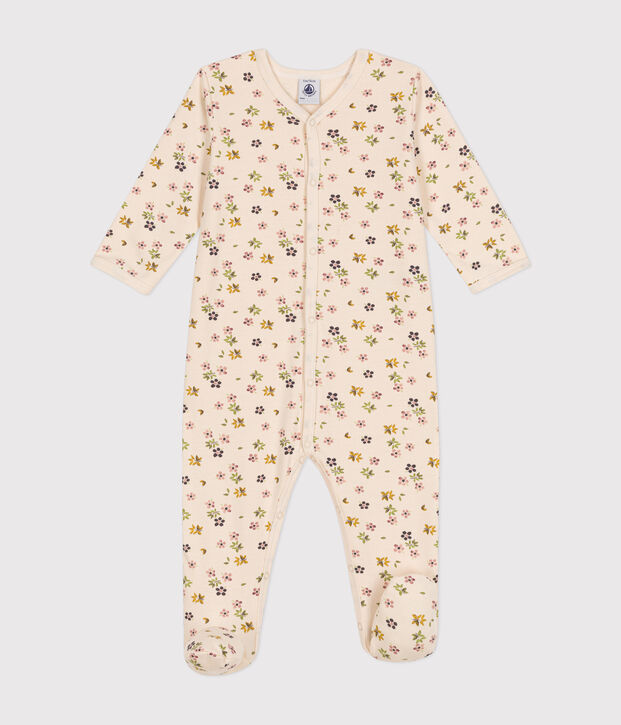 Babies' floral print brushed fleece pyjamas Ecru/multicolor