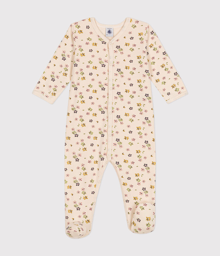 Babies' floral print brushed fleece pyjamas Ecru/multicolor
