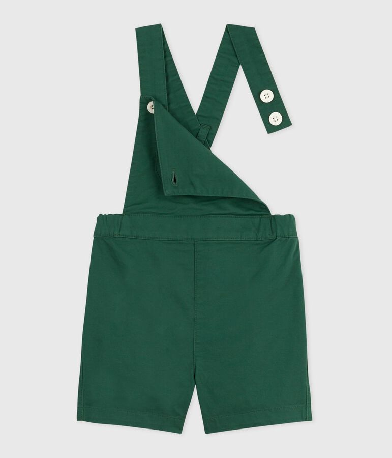 Babies' short-legged cotton twill dungarees green