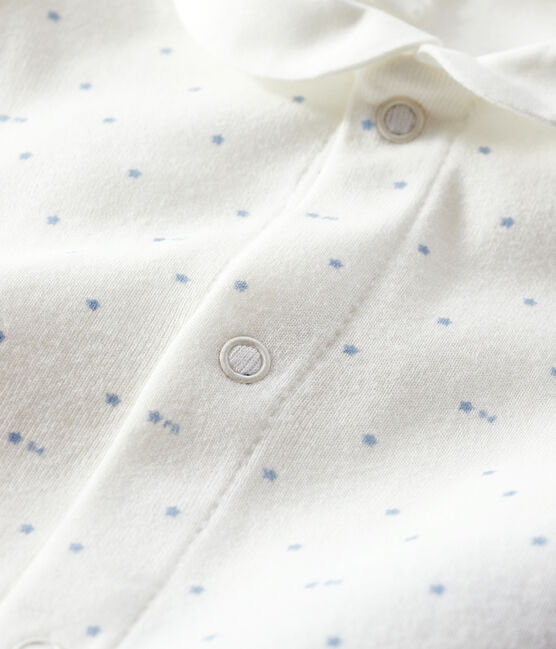 Unisex long-sleeved bodysuit with collar MARSHMALLOW white/ACIER blue