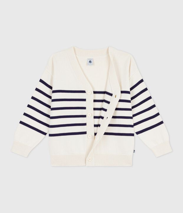 Children's stripy cotton cardigan blue/blue