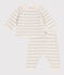 Babies' two-piece set in a wool and cotton knit MARSHMALLOW white/MONTELIMAR