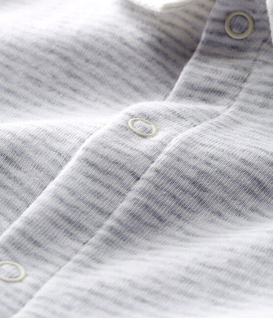 Babies Short Ribbed Bodyjama POUSSIERE grey/MARSHMALLOW white
