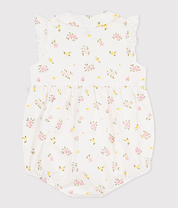 Babies' floral print cotton rompers white/multicolor