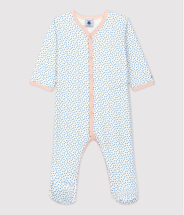 Babies' Organic Cotton Sleepsuit white/blue