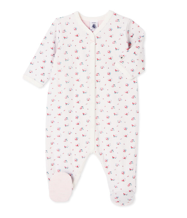 Baby girl's printed tube knit sleeper blue/multicolor
