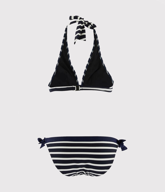Women's Two-Piece Stripy Swimsuit SMOKING blue/MARSHMALLOW white
