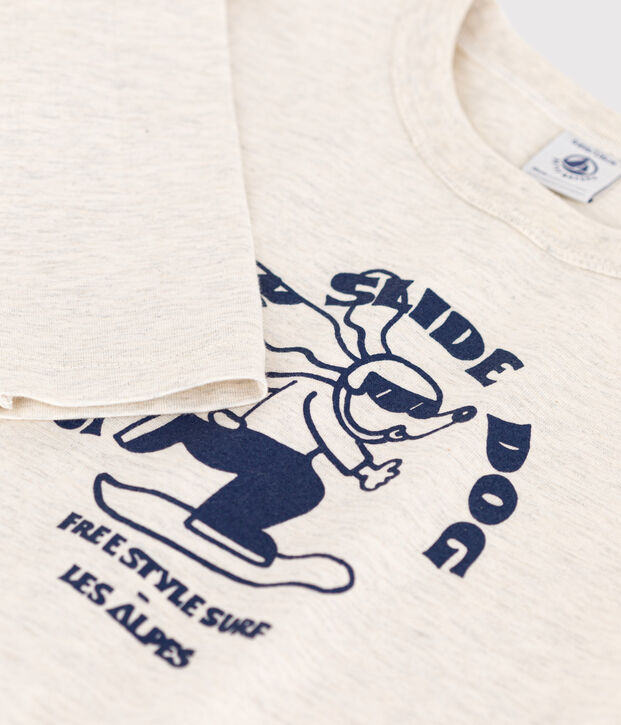 Children's unisex long-sleeved cotton T-shirt beige