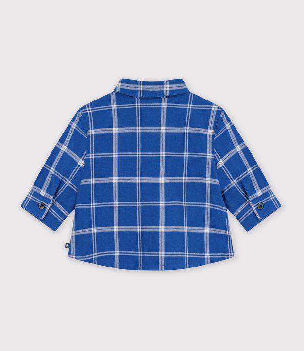 Babies' checked flannel shirt blue/ecru