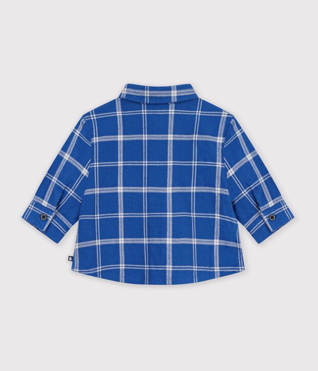 Babies' checked flannel shirt blue/ecru