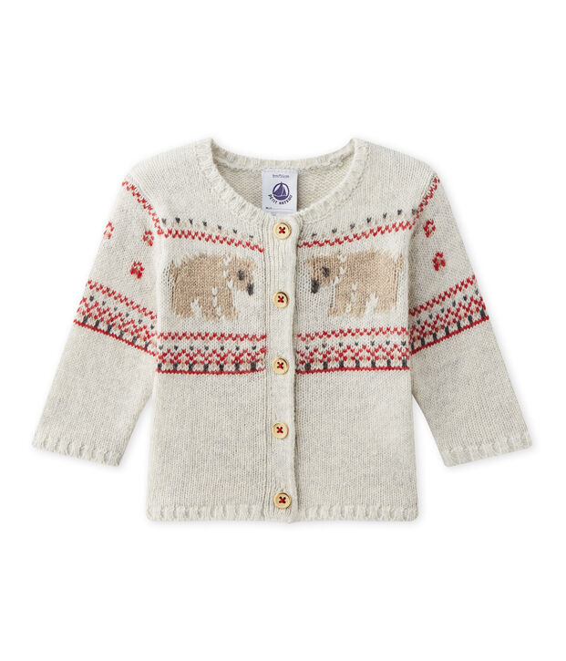 Baby's unisex knitted cardigan beige