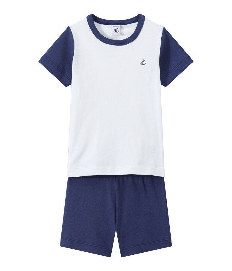 Boy's two-color shortie pyjamas blue/white