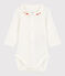 Babies' Organic Cotton Bodysuit with Embroidered Collar MARSHMALLOW white