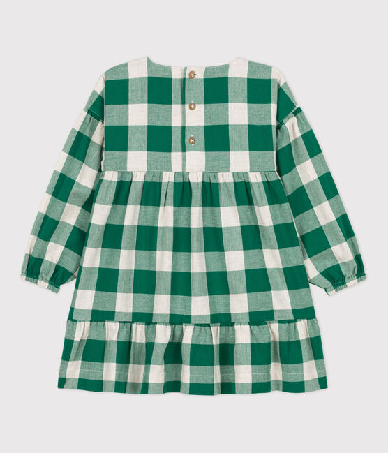 Girls' Long-Sleeved Checked Flannel Dress MATCHA /AVALANCHE