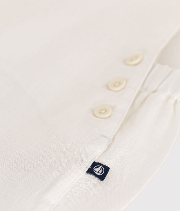 Babies' Short Linen Dungarees white