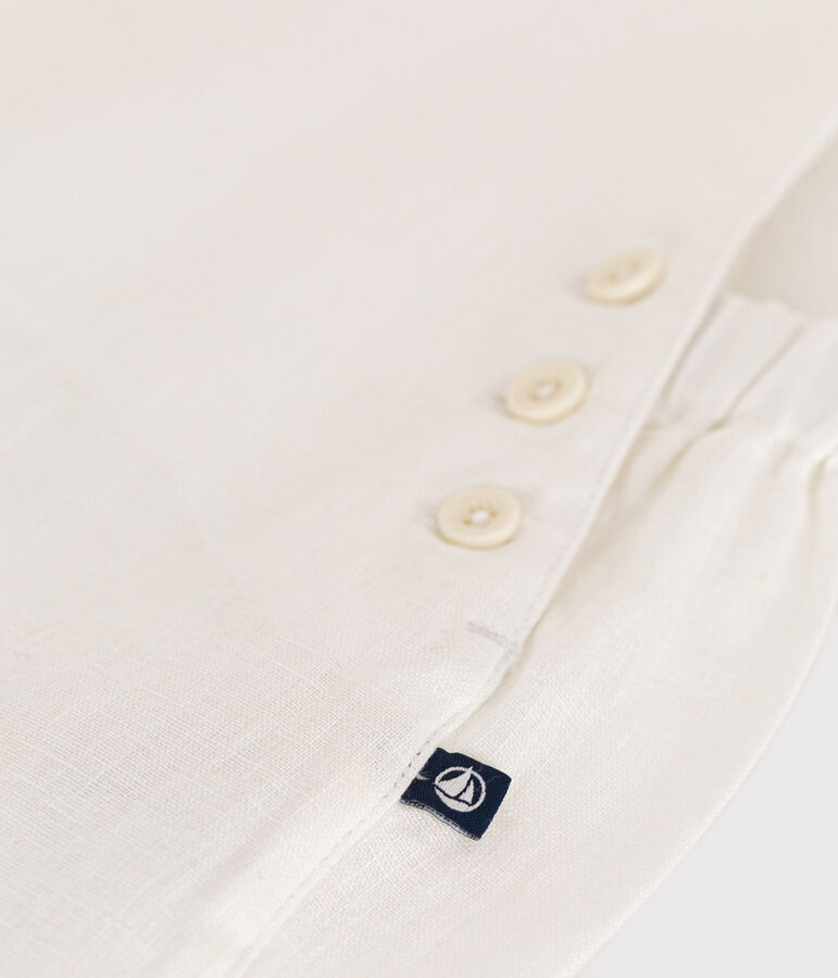 Babies' Short Linen Dungarees white