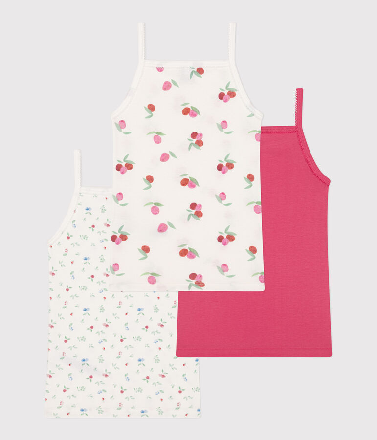 Children's fruit-print cotton tank tops with fine straps - 3-pack multicolor
