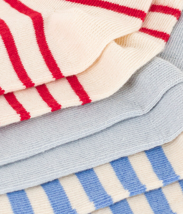 Children's Cotton Jersey Striped Socks - Pack of 3 multicolor