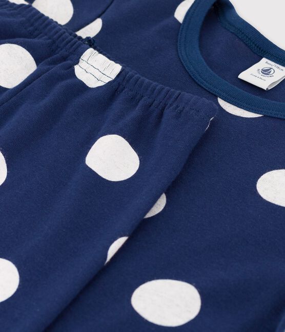 Unisex Spotted Organic Cotton Pyjamas MEDIEVAL blue/MARSHMALLOW white